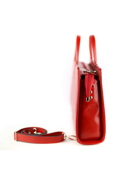 Damski skórzany kuferek mały - czerwony