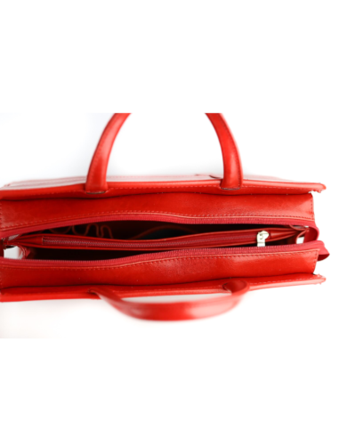 515 Damski kuferek duży pasy - czerwony