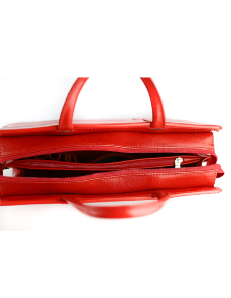 515 Damski kuferek duży pasy - czerwony