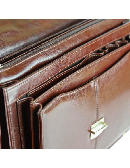 Teczka męska 3-komorowa - jasny brąz