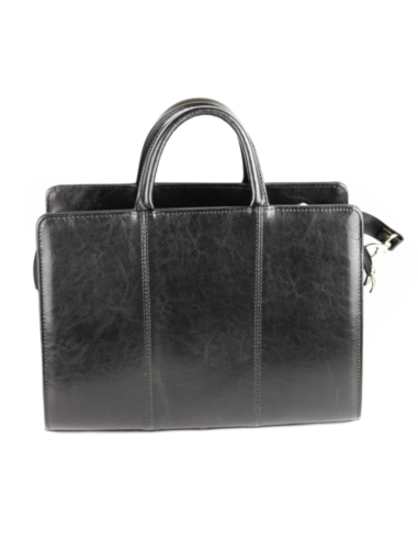 516 Skórzany Damski Kuferek Biznesowy - czarny