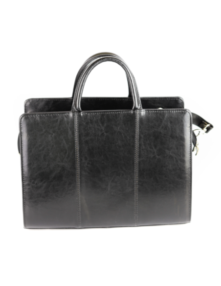 516 Skórzany Damski Kuferek Biznesowy - czarny