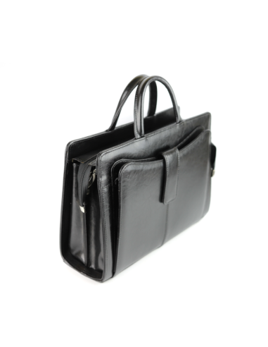 516 Skórzany Damski Kuferek Biznesowy - czarny