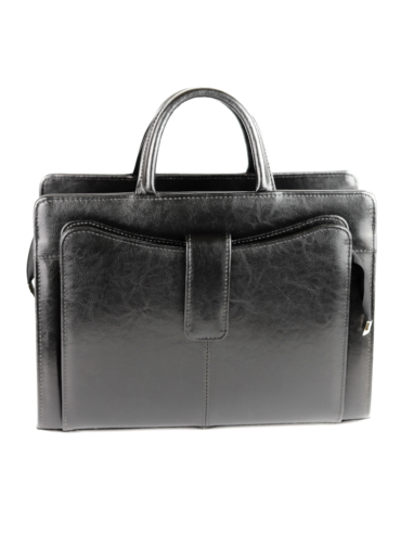 516 Skórzany Damski Kuferek Biznesowy - czarny