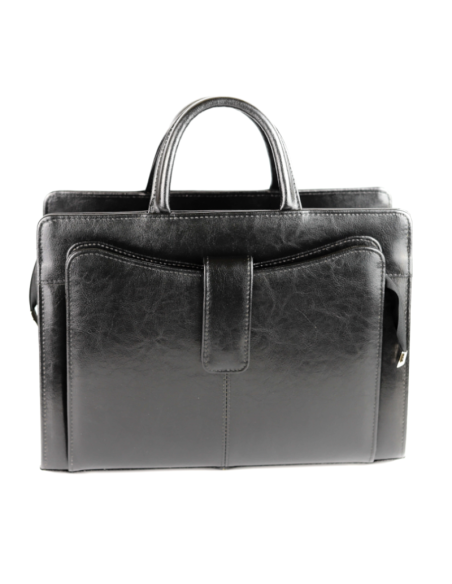 516 Skórzany Damski Kuferek Biznesowy - czarny