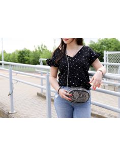 Skórzana Nerko-torebka-print wężowy szary Producent Galskór-franczesko.pl