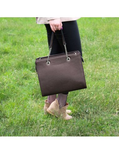 Shoper z łańcuszkiem - szampan brąz