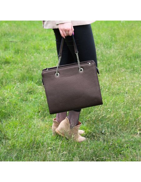 Shoper z łańcuszkiem - szampan brąz