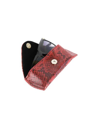 Etui na okulary - print wężowy malina