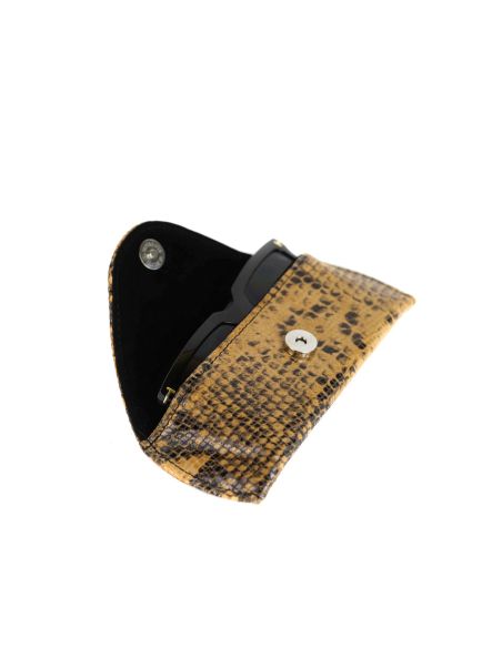 Etui na okulary - print wężowy jasny brąz