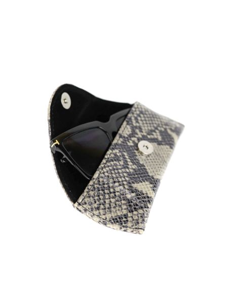 Etui na okulary - print wężowy siwy