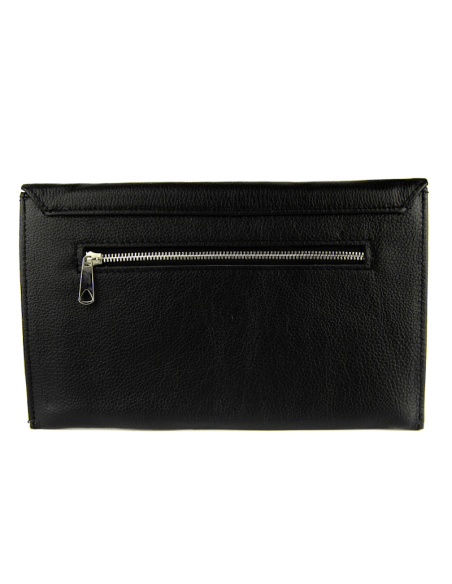 Kopertówka skórzana czarna - damska, klasyczna