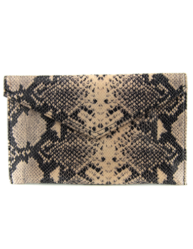 Kopertówka skórzana print wężowy pudrowy róż-producent Galskór-Franczesko.pl