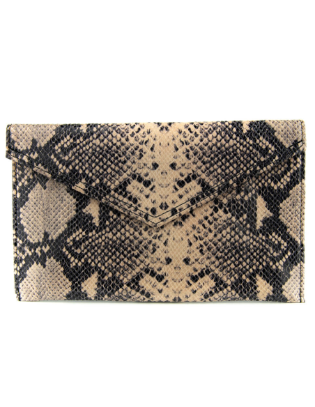 Kopertówka skórzana print wężowy pudrowy róż-producent Galskór-Franczesko.pl