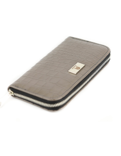 Portfel skórzany Korona - croc szary