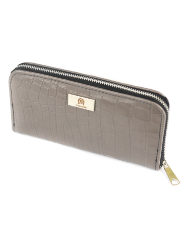 Portfel skórzany Korona - croc szary