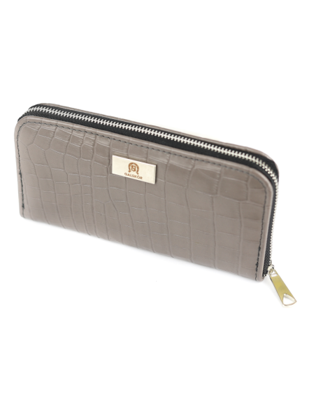 Portfel skórzany Korona - croc szary