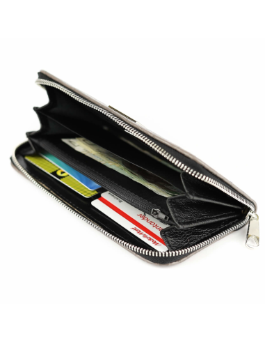 Portfel skórzany Korona - croc szary