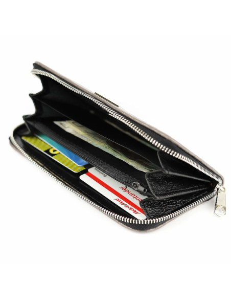 Portfel skórzany Korona - croc szary