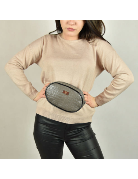 Skórzana Nerko-torebka-szary croc. -Producent Galskór-franczesko.pl