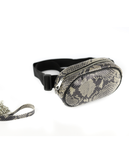 Skórzana Nerko-torebka-print wężowy szary Producent Galskór-franczesko.pl