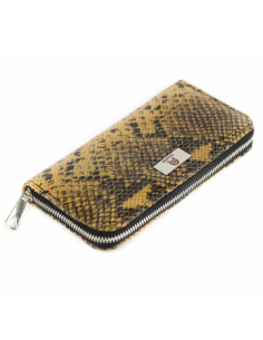 Portfel skórzany Korona - print wężowy jasny brąz