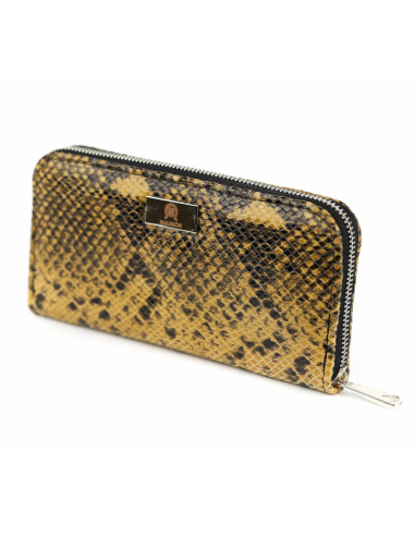 Portfel skórzany Korona - print wężowy jasny brąz