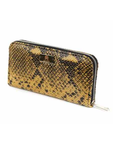 Portfel skórzany Korona - print wężowy jasny brąz