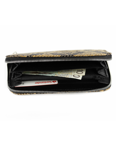 Portfel skórzany Korona - print wężowy jasny brąz