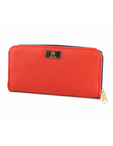 Portfel skórzany Korona - malina