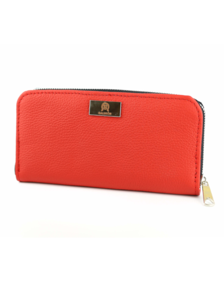 Portfel skórzany Korona - malina