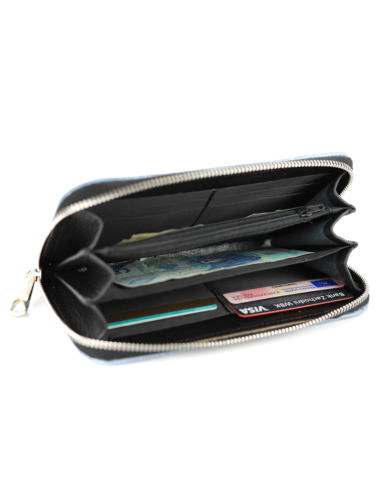 Portfel skórzany Korona - print jaszczurka błękit