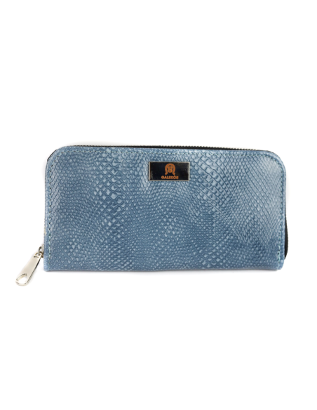 Portfel skórzany Korona - print jaszczurka błękit