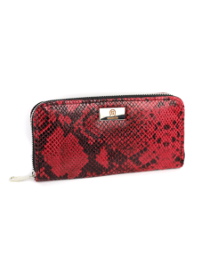 Portfel skórzany Korona - print wężowy malina 2