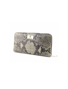 Portfel skórzany Korona - print wężowy szary