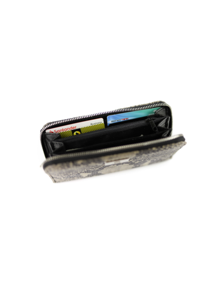 Portfel skórzany Korona - print wężowy szary