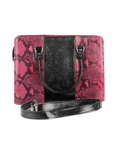Torebka z 3 pasów - print wężowy malina