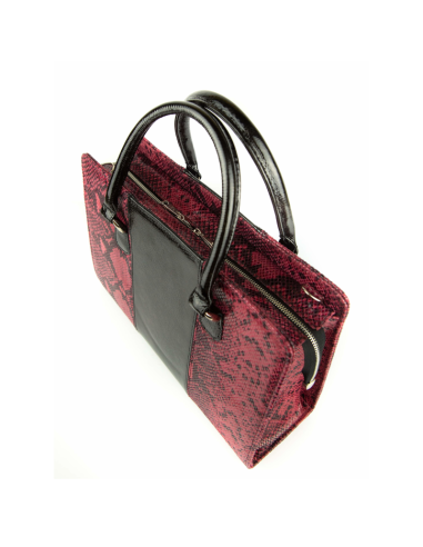 Torebka z 3 pasów - print wężowy malina