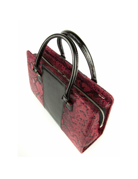 Torebka z 3 pasów - print wężowy malina