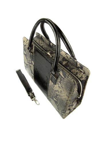 Torebka z 3 pasów - print wężowy szary