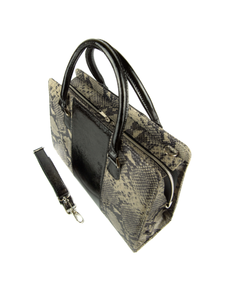 Torebka z 3 pasów - print wężowy szary