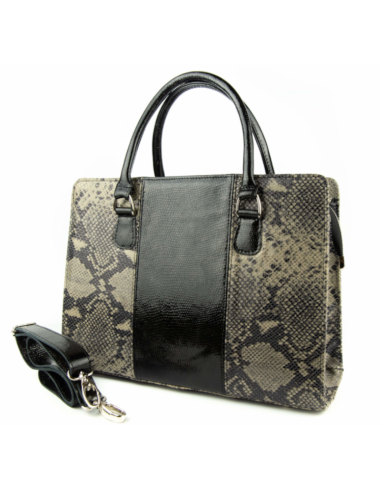 Torebka z 3 pasów - print wężowy szary