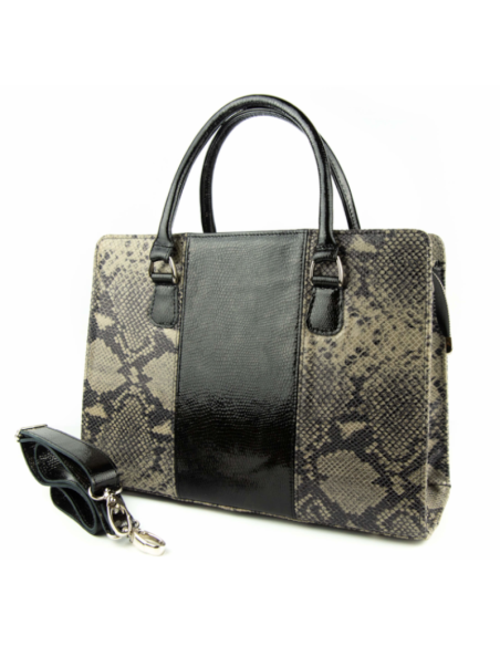 Torebka z 3 pasów - print wężowy szary