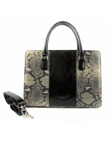 Torebka z 3 pasów - print wężowy szary