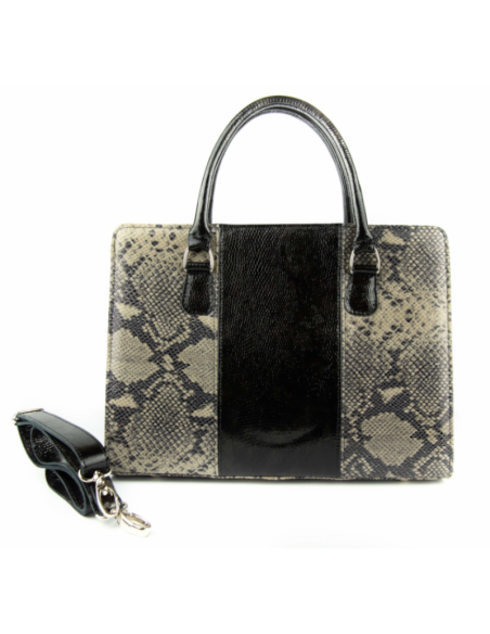 Torebka z 3 pasów - print wężowy szary