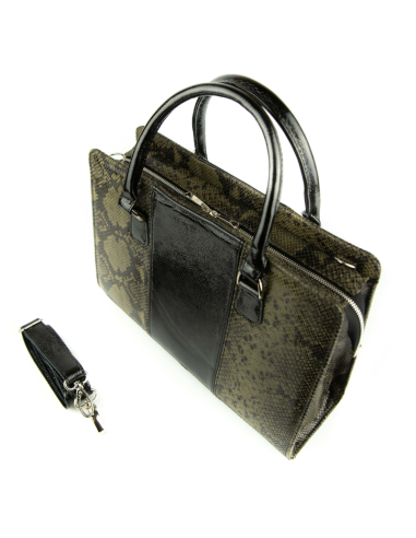 Torebka z 3 pasów - print wężowy zielony