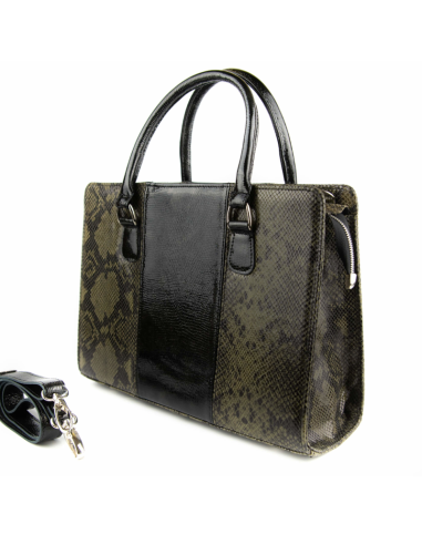 Torebka z 3 pasów - print wężowy zielony