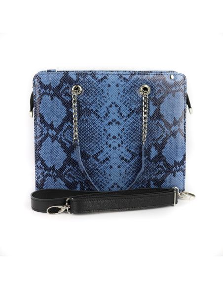 Torebka z oczkami - print wężowy jasny błękit