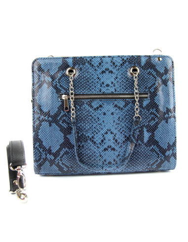 Torebka z oczkami - print wężowy jasny błękit