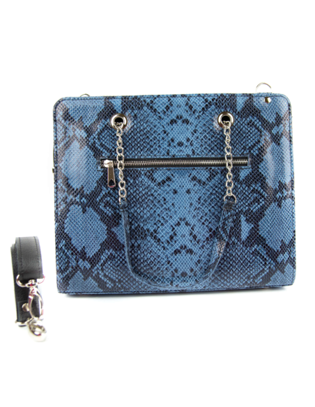 Torebka z oczkami - print wężowy jasny błękit